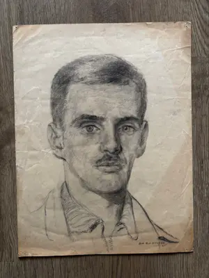 Albert Mulder - Albert BJ Mulder (1889-1987) - portret van een jonge man met snor kopen? Bied vanaf 25!