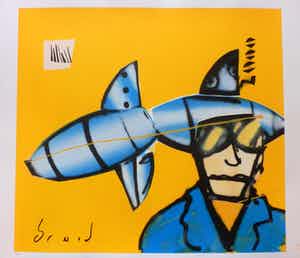 Herman Brood - Kleurenzeefdruk ROCKET SCIENTIST Handgesigneerd--GROOT!!! verkocht voor € 1!