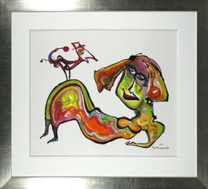 Jan te Wierik - Olie- en acrylverf op papier, De meermin - Ingelijst kopen? Bied vanaf 600!