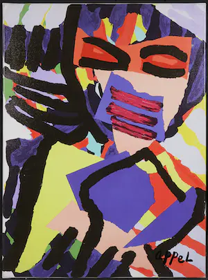 Karel Appel - Zeefdruk op doek, Personage in blue kopen? Bied vanaf 1!