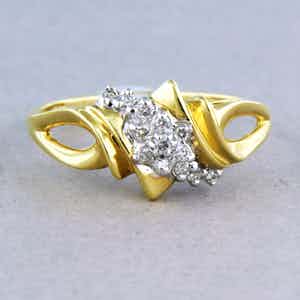 14k bicolor gouden ring bezet met briljant geslepen diamanten tot. 0,13ct verkocht voor € 1!