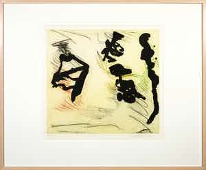 Ger Lataster - Ets en aquatint, Z.T. Abstracte compositie - Ingelijst verkocht voor € 50!