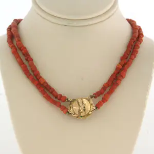 14k geel gouden slot met twee rijïge parel collier - 40 cm kopen? Bied vanaf 140!