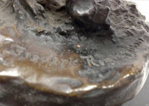 Niet of onleesbaar gesigneerd - Cowboy op steigerend paard met slang op grond - Imposant dynamisch beeld kopen? Bied vanaf 10!