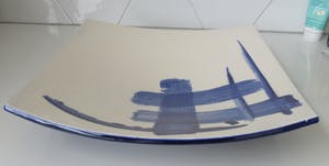 Cor Unum - Grote blauw witte hand beschilderde vierkante fruitschaal kopen? Bied vanaf 38!