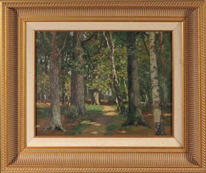 Bernard Ferdinand Hoppe - Olieverf op paneel, Boslandschap - Ingelijst kopen? Bied vanaf 250!