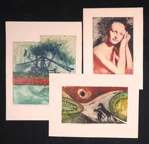 Szanto Andreasz - Lot van drie etsen, Scherzo + Ninety percent waterdeep + Ancienne porcelaine verkocht voor € 50!