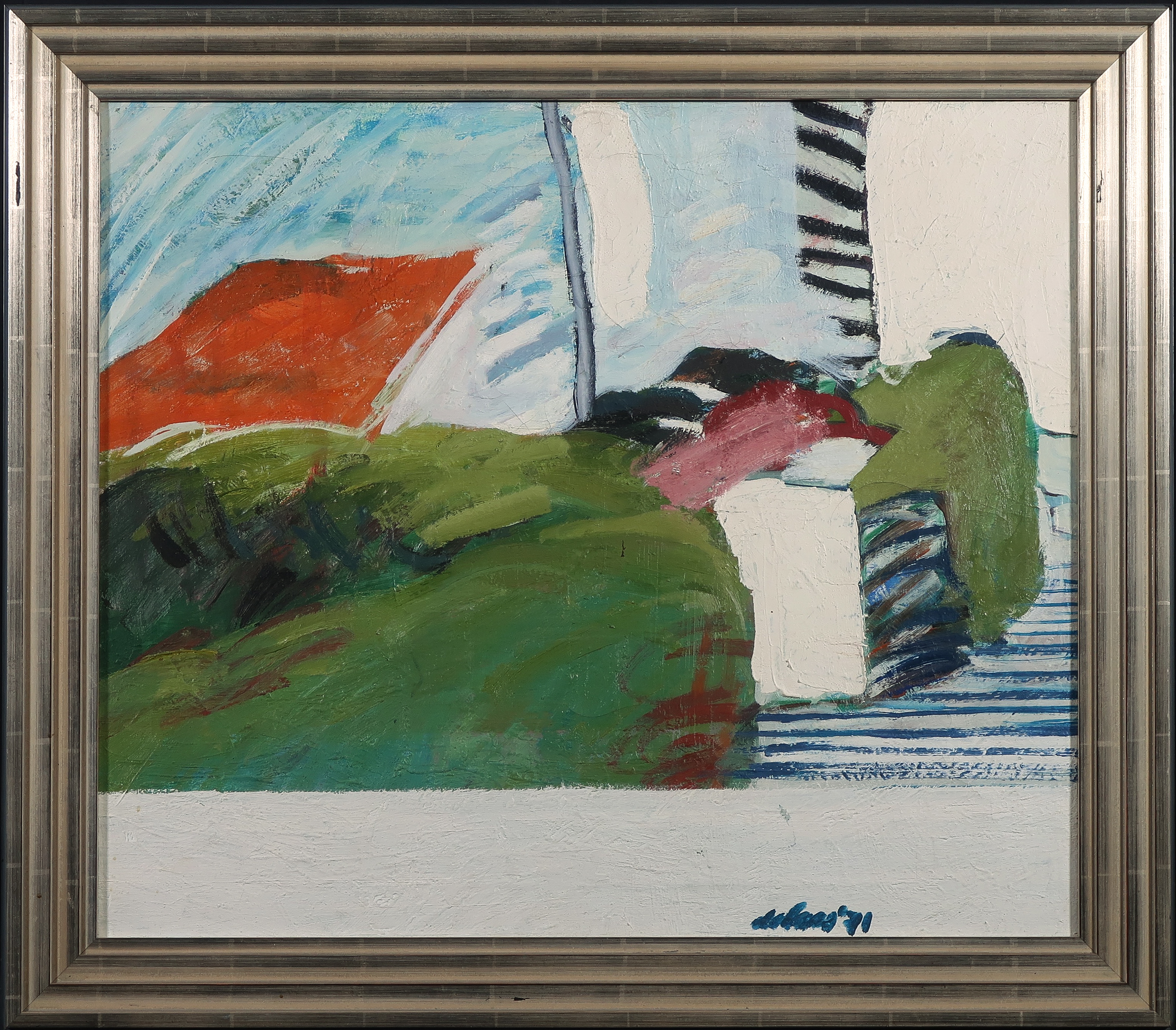 Toon de Haas - Olieverf op doek, Landschap - Ingelijst verkocht voor € 1!