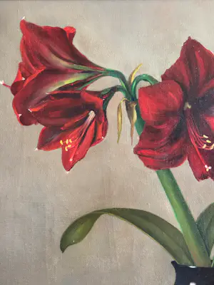 Jan Stokhof - Stilleven met amaryllis in vaas en nautilus schelp. kopen? Bied vanaf 275!