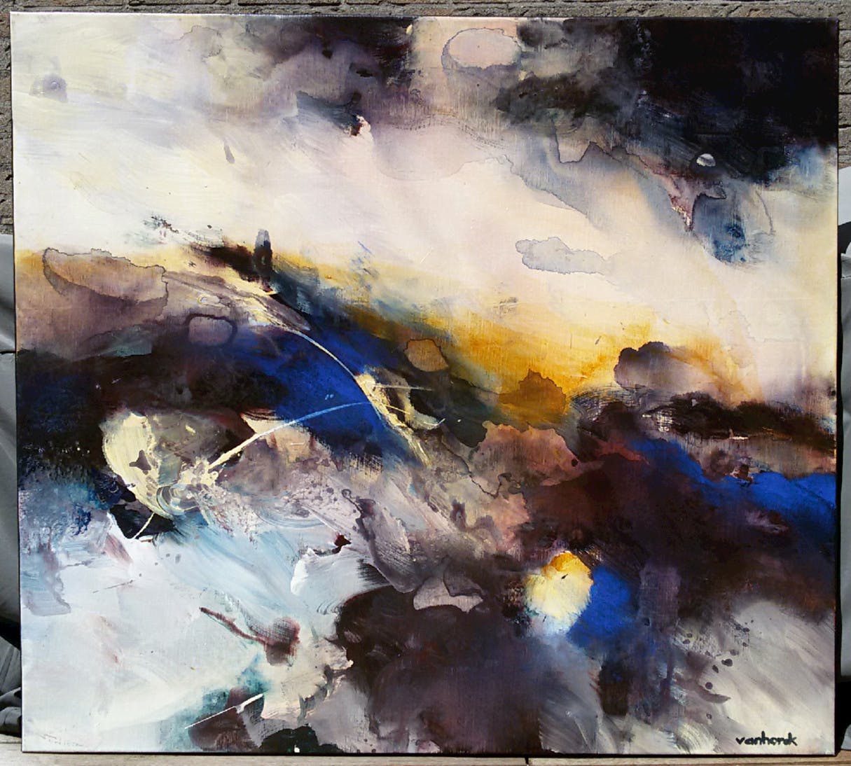 Hans Vanhorck - North Atlantic Storm III, gemengde techniek op doek (groot) kopen? Bied vanaf 1000!