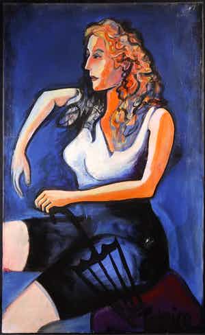 Fabrice Hund - Olieverf en acryl op doek, Portret Tricia (Zeer groot) verkocht voor € 1!