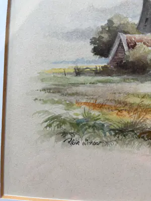 Reint Withaar - Aquarel molen kopen? Bied vanaf 20!