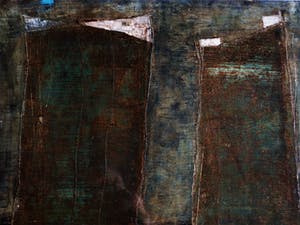 Marjan Smit - gelauwerd Grafica - bijzonder OLIEVERF op papier "Torens" - gesigneerd kopen? Bied vanaf 10!