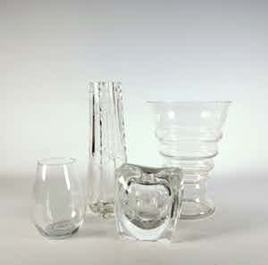 Royal Leerdam - Glas, Lot van 4 blankglazen vaasjes. verkocht voor € 1!