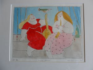 Ada Breedveld - Handgekleurde ets, Titel. "Kleine pauze". kopen? Bied vanaf 50!