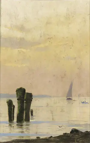 Fernand Gaulis - Olieverf op paneel, Zonsondergang kopen? Bied vanaf 300!