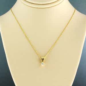 14k gouden collier en een solitair hanger met oud briljant geslepen diamant verkocht voor € 160!