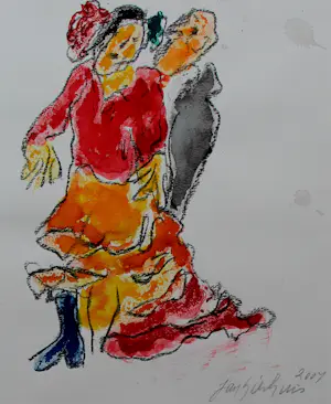 Jan Sierhuis - Aquarel: Flamenco - 2007 kaufen? Bieten Sie von 195!
