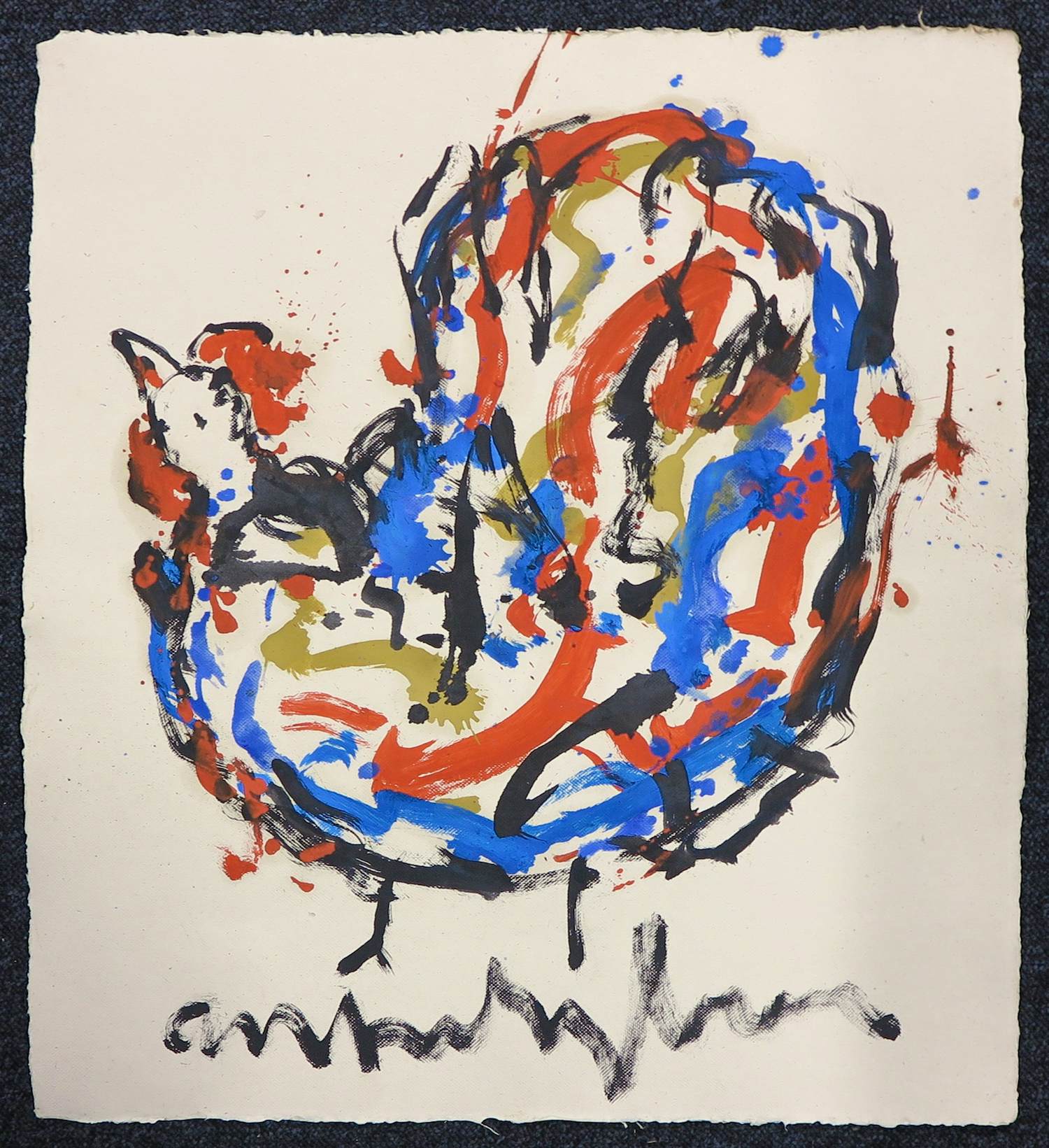 Anton Heyboer - Oost-indische inkt en acryl op dik papier, De oervogel kopen? Bied vanaf 300!