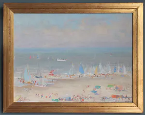 Frida Holleman - Zonnige dag op het strand van Scheveningen kopen? Bied vanaf 1400!