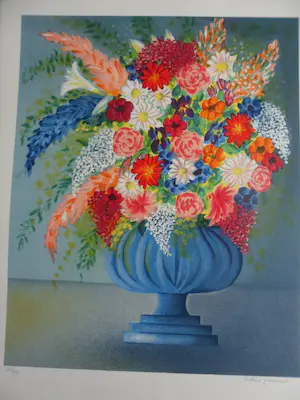Valerie Hermant - Litho, Bloemen in een vaas. kopen? Bied vanaf 20!