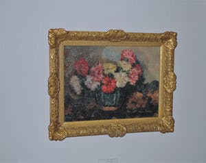 Jos van den Berg - bloemenstilleven - mooi ingelijst olieverfschilderij kopen? Bied vanaf 150!