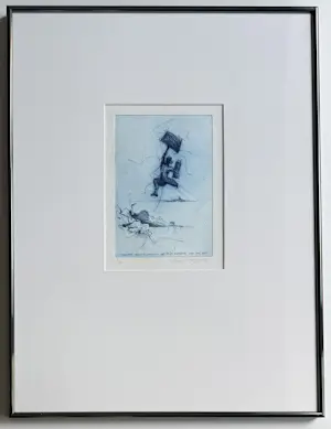 Ronald Tolman - 'Man die met bagage naar een volgend eiland springt' | 1989 (INGELIJST) kopen? Bied vanaf 120!