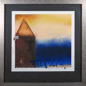 Theo Koster - Handbewerkte pigmentdruk en collage, Seascapes - Ingelijst verkocht voor € 1!