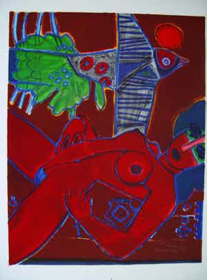 Corneille - Kleurenzeefdruk NU OISEAU Handgesigneerd. verkocht voor € 275!