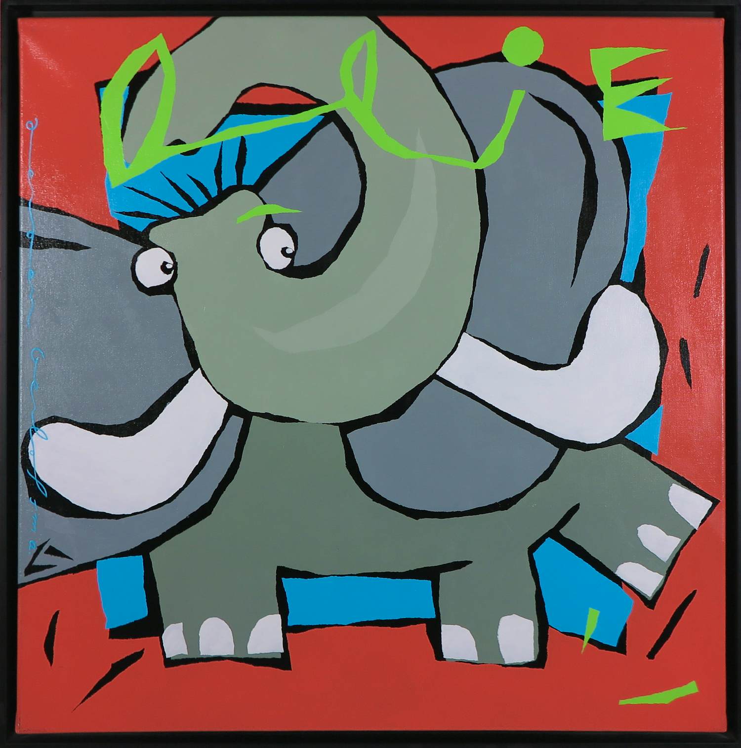 Jeroen Gerlofsma - Acryl, Olifant - Ingelijst verkocht voor € 50!