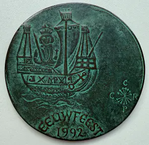 Buy Marianne Letterie - bronzen penning | 'Eeuwfeest Genootschap voor Munt- en Penningkunde' | 1992? Bid from 80!