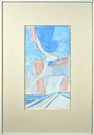 Paul Overhaus - Pasteltekening, Duinlandschap - Ingelijst verkocht voor € 50!