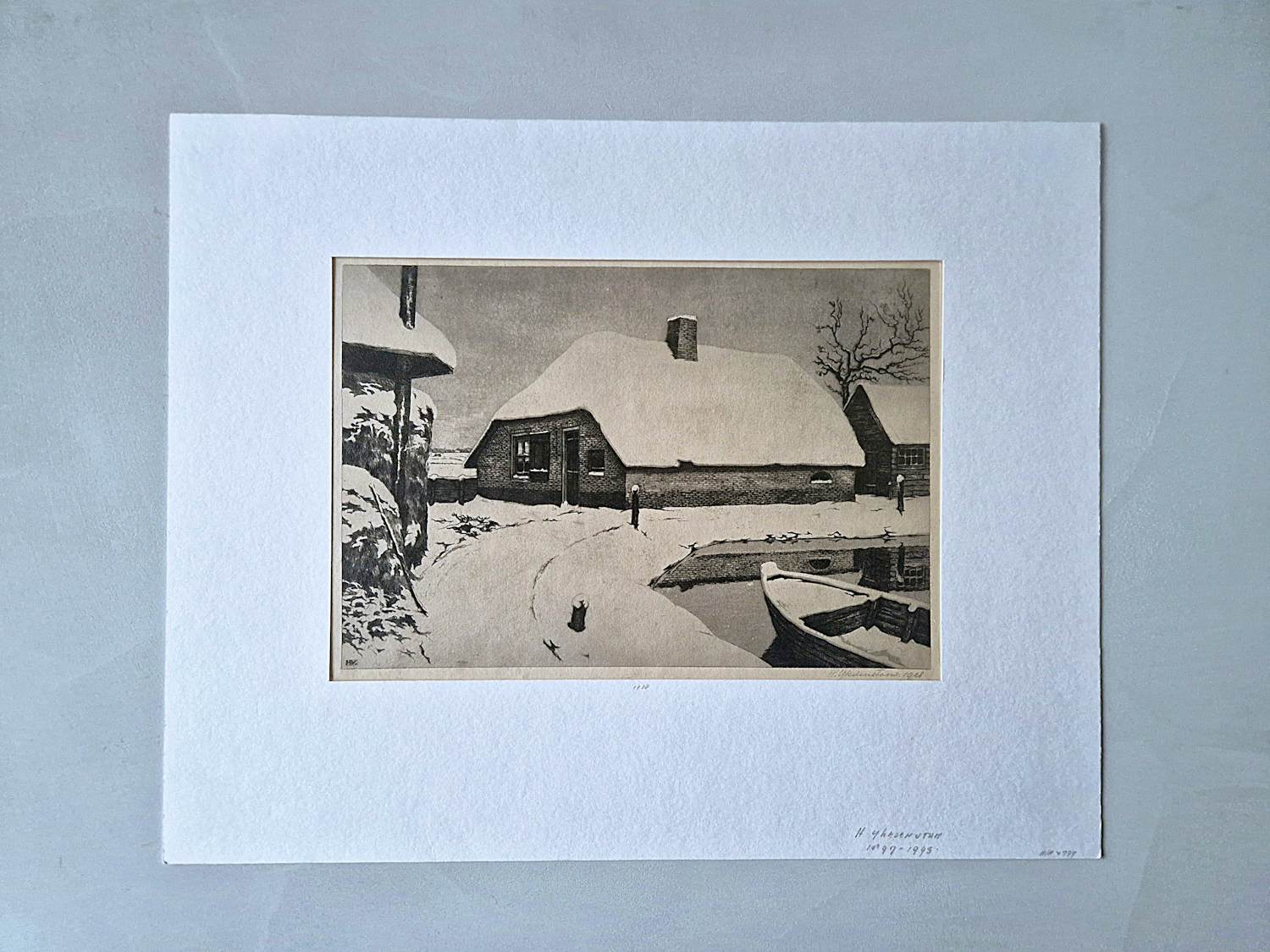 Hendrikus IJkelenstam - sfeervolle Ets - circa 1930 - winters landschap met boerderij" gesigneerd kopen? Bied vanaf 29!