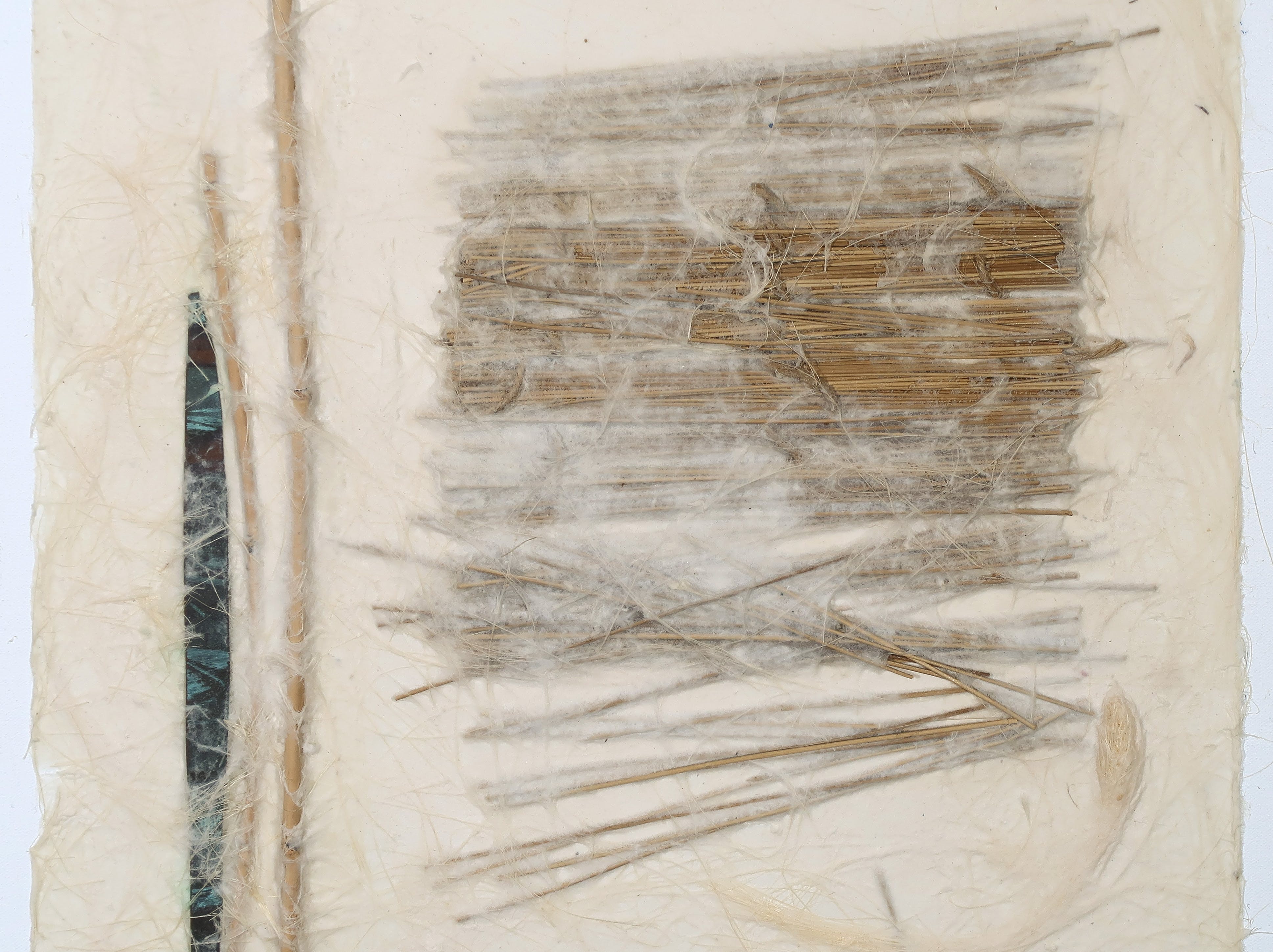 Peter Schenk - Gemengde techniek op doek, Compositie met koper en bamboe kopen? Bied vanaf 200!