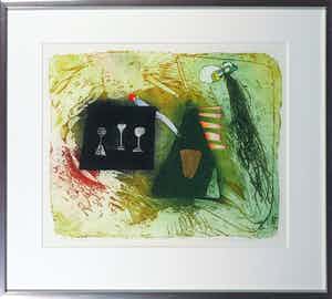 Michel van Overbeeke - Kleurenets met bladgoud, Love game I - Ingelijst (Groot) verkocht voor € 35!