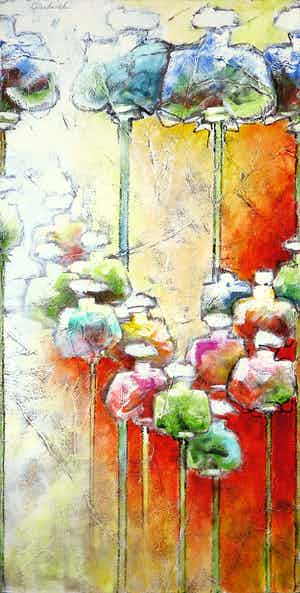 Carla Raadsveld - Acryl op doek, Bloemen (Groot) verkocht voor € 80!