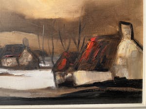 Paul Permeke - Olieverf schilderij: huizen in het landschap. kopen? Bied vanaf 350!