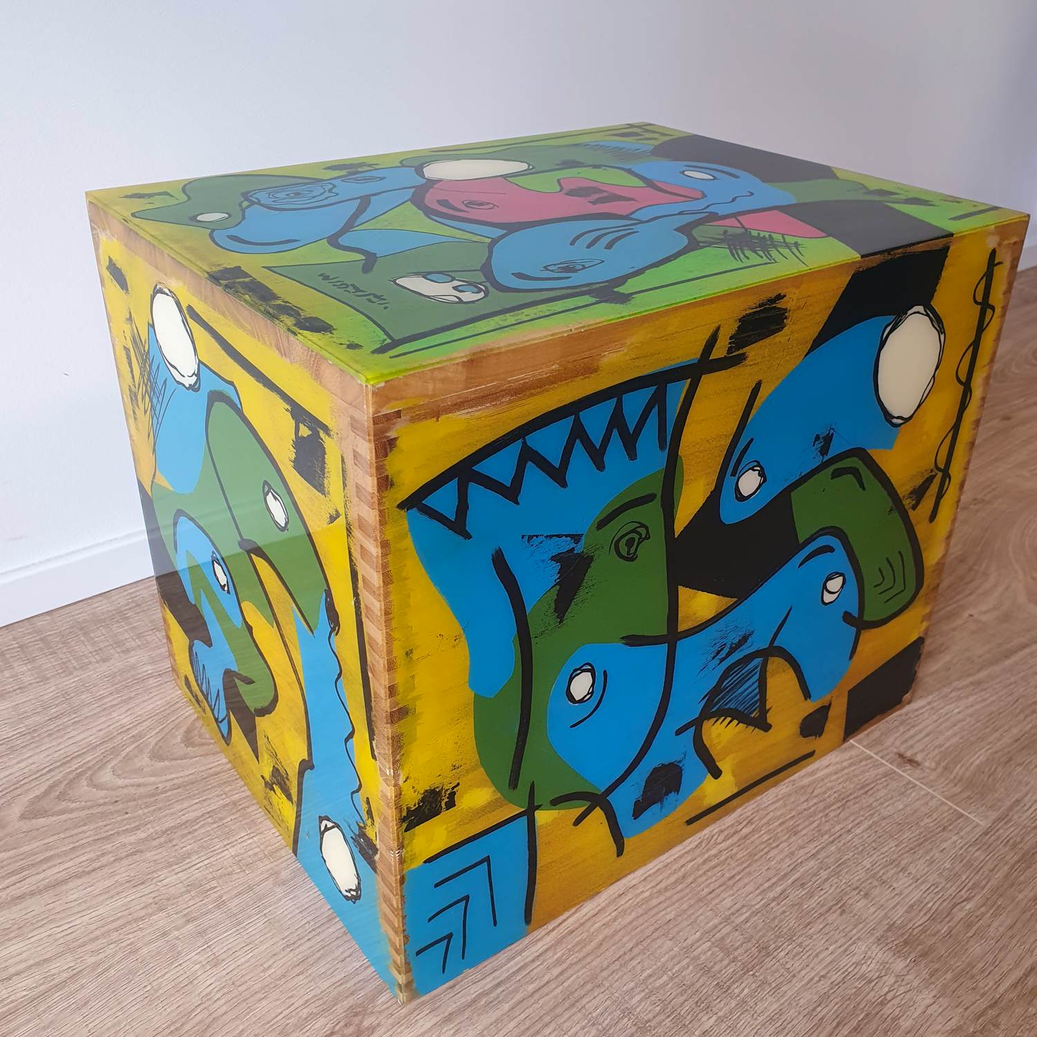 Christian van Hedel - Art Block L geel groen epoxy verkocht voor € 25!