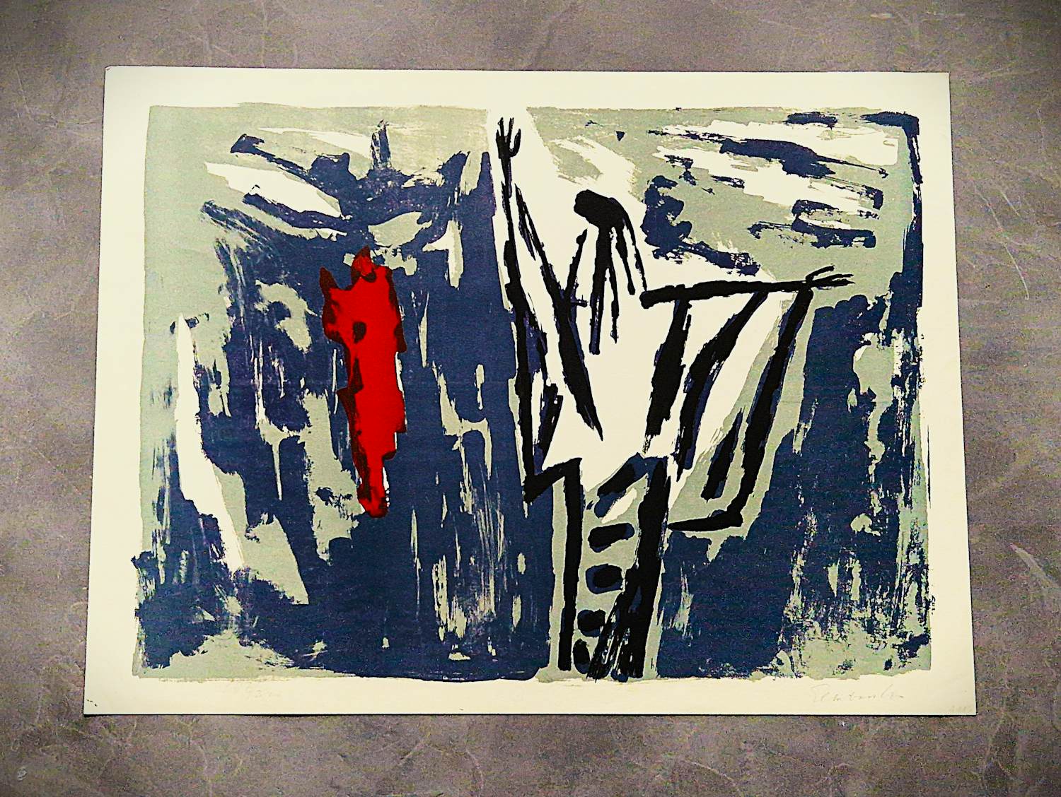 Wally Elenbaas - Grote jaren 60 kleuren - litho - expressionistische abstract - potloodgesigneerd kopen? Bied vanaf 46!