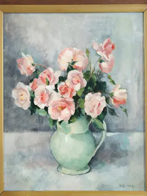 Florent Claes - Bloemstilleven in groene vaas. kopen? Bied vanaf 20!