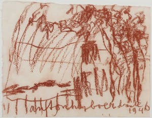 Anton Heyboer - Krijttekening op geschept papier, Drenthe 1946 - Ingelijst kopen? Bied vanaf 150!