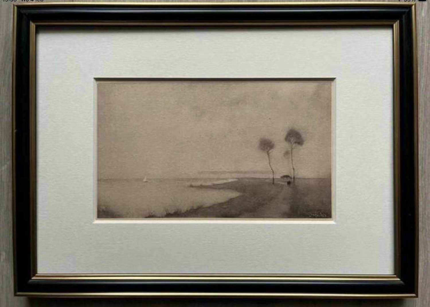 Jan Mankes - Originele Heliogravure Waterlandschap 1923 verkocht voor € 195!