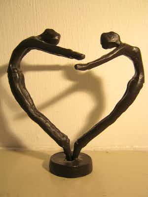 Brons (Onbekend) - elegant sculptuur - "Hart voor Elkaar" verkocht voor € 50!