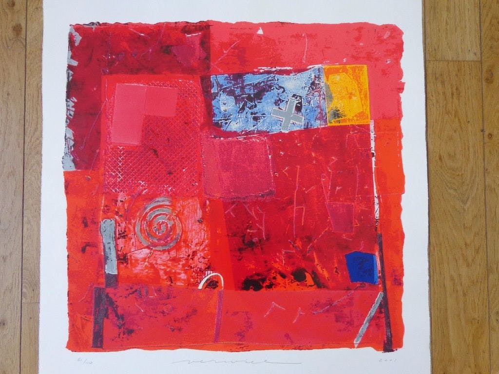 Jos Verwiel -  ABSTRACTIE / KLEURZEEFDRUK + RELIEF / 88x80cm / SIG / 2001 kopen? Bied vanaf 35!