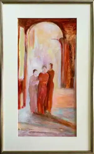 Marja Gerritsen - Drie vrouwen | schilderij met symboliek - ingelijst verkocht voor € 49!