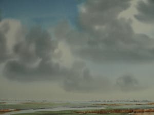 Jan Groenhart - Ingelijste aquarel , Landschap in Wormer en Jisperveld – GROOT kopen? Bied vanaf 10!