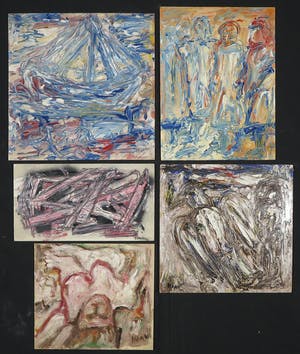 Pieter Haan - Lot van vijf werken, diverse voorstellingen in expressionistische stijl kopen? Bied vanaf 1!