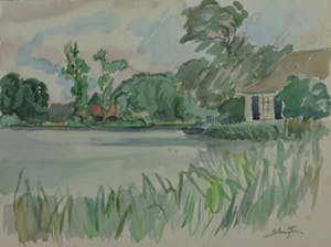 Jan Sluijters (jr.) - Aquarel, Landschap met meer kopen? Bied vanaf 40!