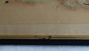 Niet of onleesbaar gesigneerd - Ingelijste gouache op zijde, Japan? China? , Figuren in berglandschap kopen? Bied vanaf 1!