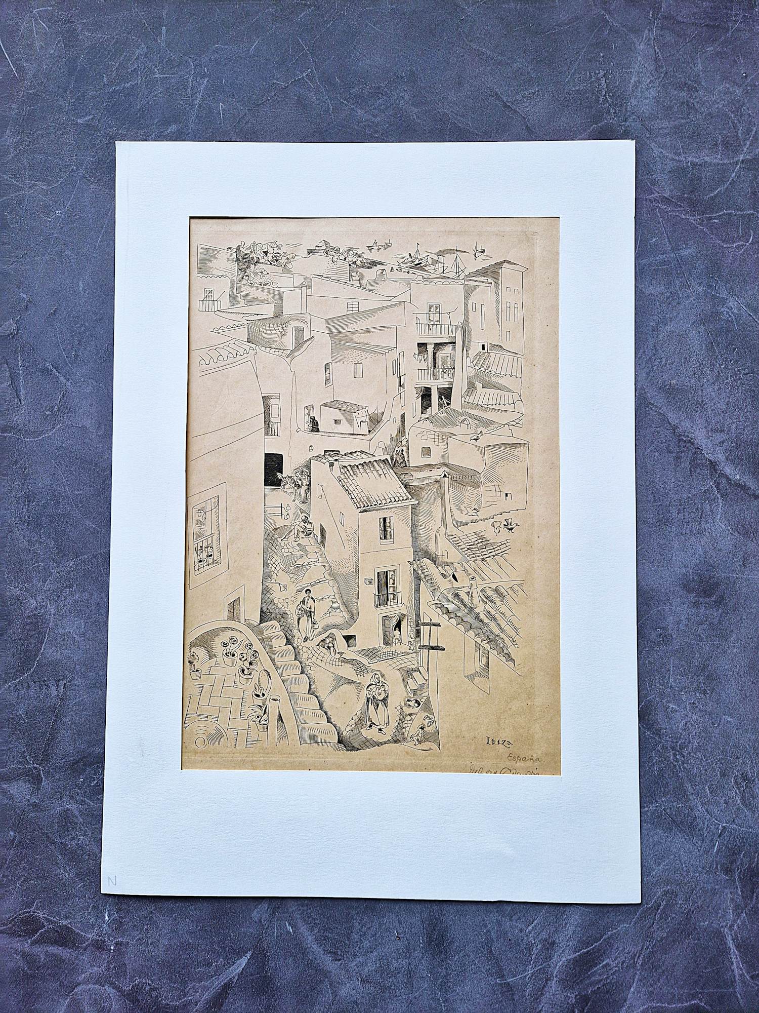 Debora Duyvis - een in 1928 gemaakte naïeve kopergravure "Ibiza Espana" - potloodgesigneerd kopen? Bied vanaf 42!